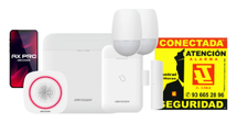 Kit de alarma Hikvision AX PRO con sirena, detectores y placa disuasoria de J. Lima